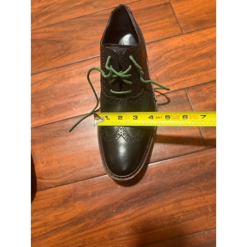 Cole Haan Mens Black Leather Wingtip Oxford Dress Shoes Green Laces  9.5 M